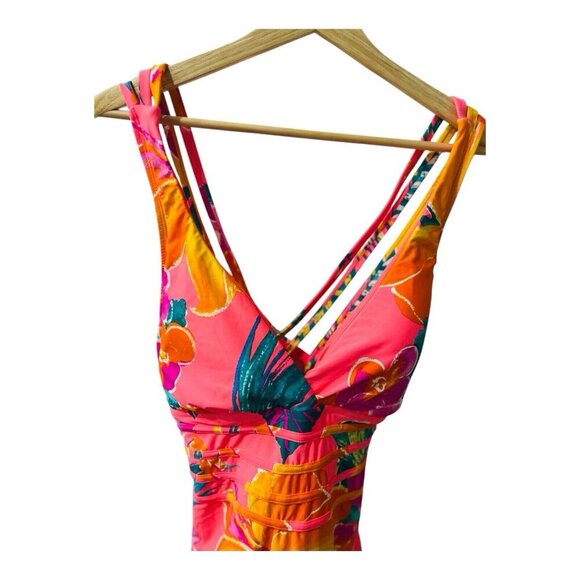 La Blanca Women's Pink Standard Twist Keyhole One Piece Swimsuit Push-Up Size 14 - Picture 2 of 9